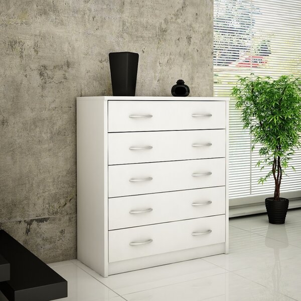 Komoda s 5 zásuvkami s matným povrchem, komoda íka 74 cm devná skí komoda píborník píborník bílá