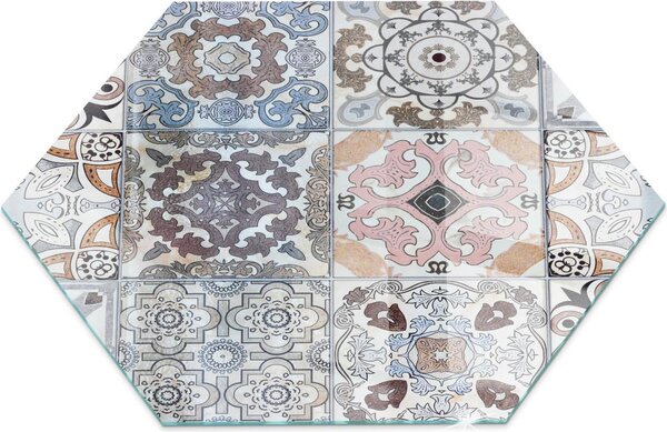 Sklenný podlahový panel pro H 40 cm - Krbový panel ze skla - Krbový panel ze skla - Ochranné sklo - Ochranný panel proti jiskrám - Sklenný podlahový panel proti ohni - Tepelná ochrana - Ochrana podlahy ze skla - Mozaikový vzor v dladicích