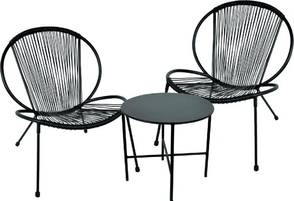 Progarden | Sada zahradního nábytku - 3-dílná - erná - moderní design - odolná proti povtrnostním vlivm a elegantní
