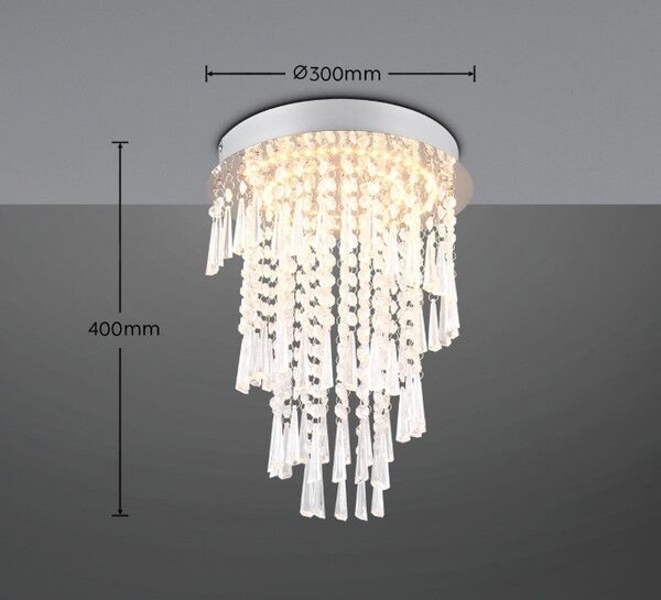 TRIO Reality R67341106 POMP stropní svítidlo SMD LED D300mm 18W/2400lm 2700-6500K chromová, průhledná, stmívatelné, dálkový ovladač