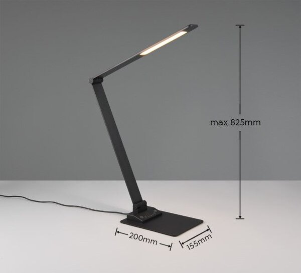 TRIO 545310132 TRAVIS stolní svítidlo SMD LED V710mm 6,5W/650lm 3000+5000+6500K černá matná, stmívatelné