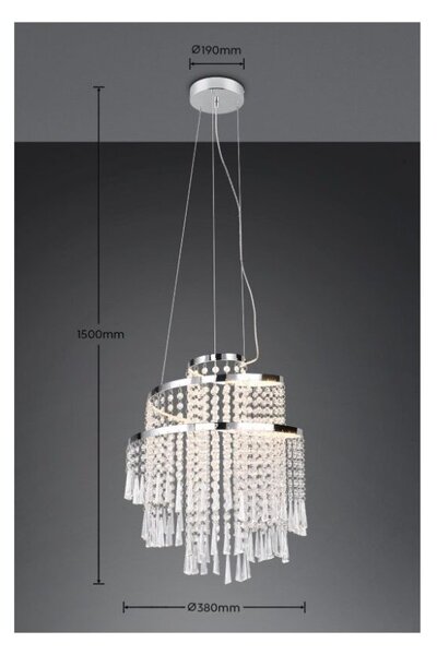 TRIO Reality R37341106 POMP závěsné svítidlo SMD LED D380mm 30W/4300lm 2700-6500K chromová, průhledná, stmívatelné, dálkový ovladač