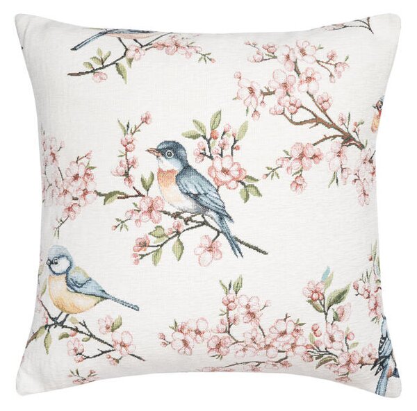 Povlak SOFAS sakura bird růžovomodrá 45 x 45 cm
