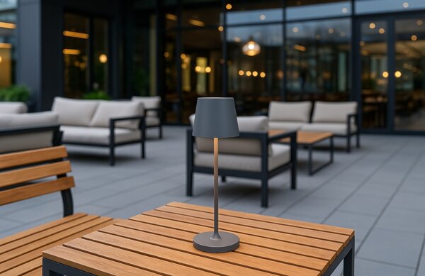 Šedá kovová nabíjecí stolní LED lampa Nova Luce Seina