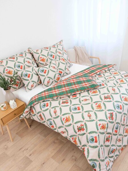 MK Lůžkoviny Vánoční prodloužené bavlněné povlečení Renforcé - Vánoční příběh 140 × 220 cm, 70 x 90 cm
