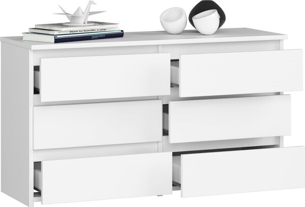 BDW, komoda, 6 zásuvek, 100x57, skí, píborník, bílá