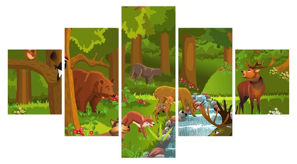 Dětský obraz se zvířátky (125x70 cm)
