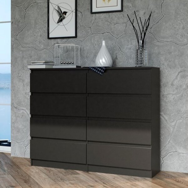Komoda, pedsí do lonice, atní skí, píborník, vysoká deska s 8 zásuvkami, íka 120 cm výka 97 | erná