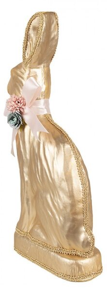 Dekorace zlatý králík s růžovou mašlí Fancy - 22*8*40 cm - Clayre & Eef