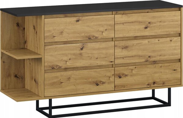 Komoda se 6 zásuvkami na pdních nokách artisan black