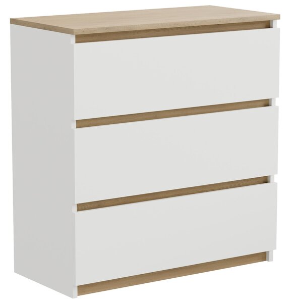 Komoda - 60x77x37 cm - bílá - se 3 zásuvkami - stabilní - moderní - do obývacího pokoje lonice