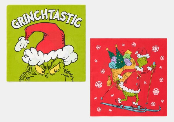 Sinsay - Bavlněné povlaky na polštář s vánočním motivem 2 kusyk Grinch - vícebarevná
