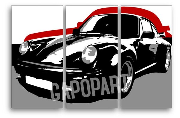 Ručně malovaný POP Art obraz PORSCHE 911 3 dílný por5