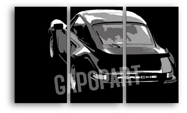 Ručně malovaný POP Art obraz PORSCHE 911 3 dílný por4