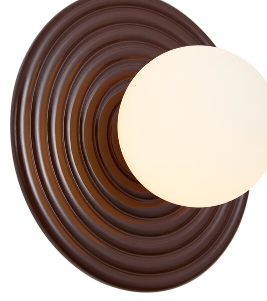 Retro nástěnné svítidlo hnědé s opálovým kulatým 20cm IP44 - Lila