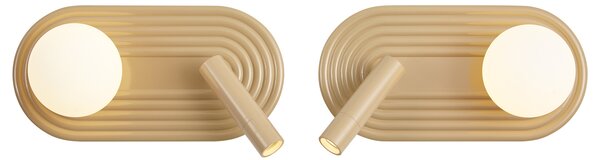 Sada 2 retro nástěnných svítidel taupe vč. LED 3-stupňově stmívatelné a USB-C - Lila