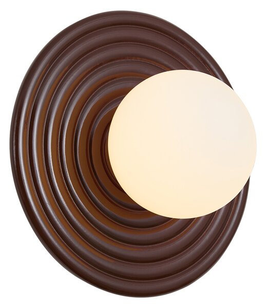 Retro nástěnné svítidlo hnědé s opálovým kulatým 20cm IP44 - Lila