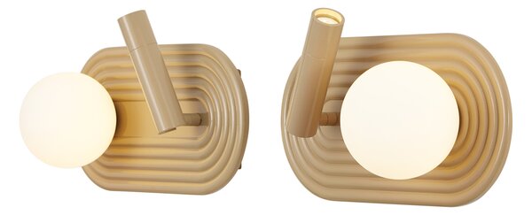 Sada 2 retro nástěnných svítidel taupe vč. LED 3-stupňově stmívatelné a USB-C - Lila