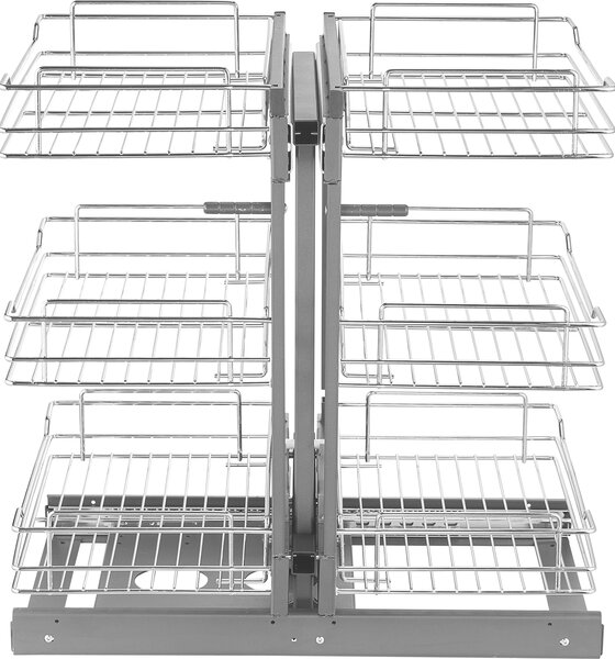 Organizér do kuchyské skíky VEVOR, úloný ko z chromované uhlíkové oceli, otevírání vlevo a vpravo, minimální íka otevení dvíek 38 cm