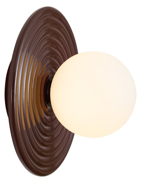 Retro nástěnné svítidlo hnědé s opálovým kulatým 20cm IP44 - Lila