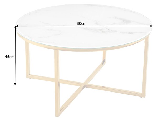 Designový konferenční stolek Latrisha 80 cm vzor imitace mramora