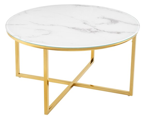 Designový konferenční stolek Latrisha 80 cm vzor imitace mramora