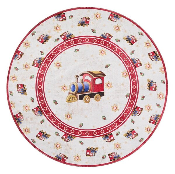 Červený kulatý koberec s vánočním motivem ø 160 cm Toy's Delight Train – Villeroy&Boch