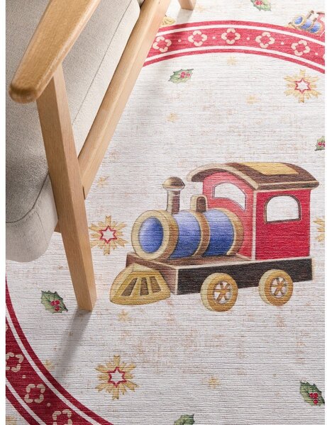 Červený kulatý koberec s vánočním motivem ø 160 cm Toy's Delight Train – Villeroy&Boch