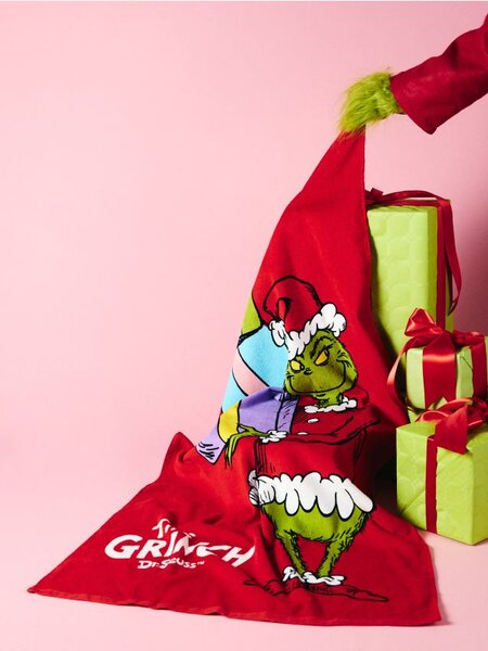 Sinsay - Dětská bavlněná osuška s vánočním potiskem Grinch - červená