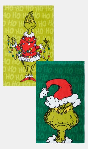 Sinsay - Sada bavlněných dětských ručníků na ruce s vánočním motivem 2 pack Grinch - zelená