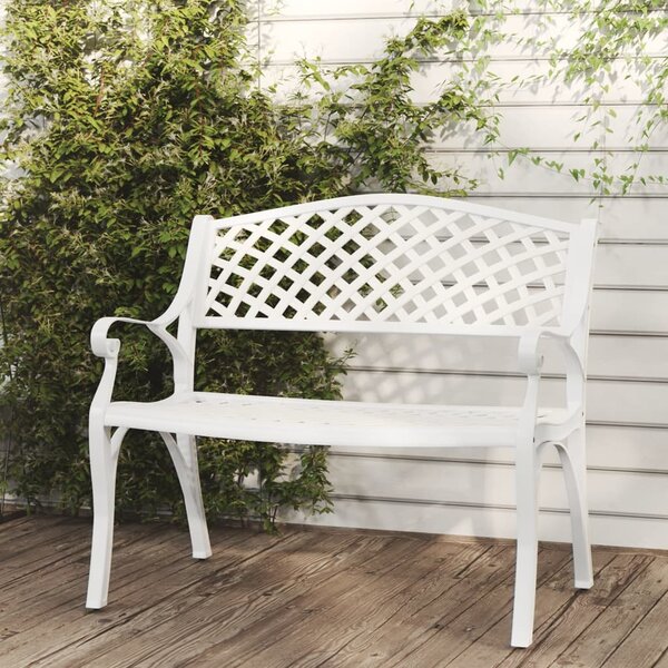 Zahradní lavice 102 cm litý hliník bílá