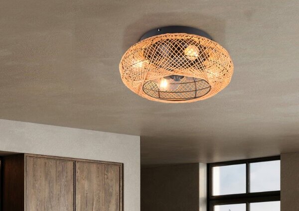 TRIO Reality R67302126 LILLESAND stropní svítidlo s ventilátorem 4xE27 D500mm černá, béžové