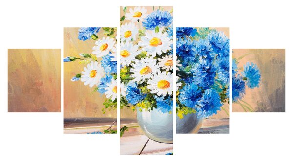 Malovaný obraz vázy květin (125x70 cm)