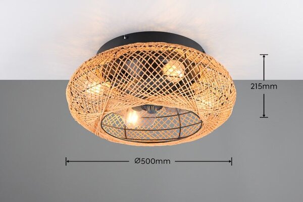 TRIO Reality R67302126 LILLESAND stropní svítidlo s ventilátorem 4xE27 D500mm černá, béžové