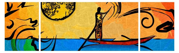 Obraz starověké malby (170x50 cm)