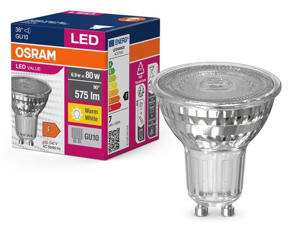 LED bodovka GU10 6.9 W 575 lm PAR16 VALUE, teplá bílá