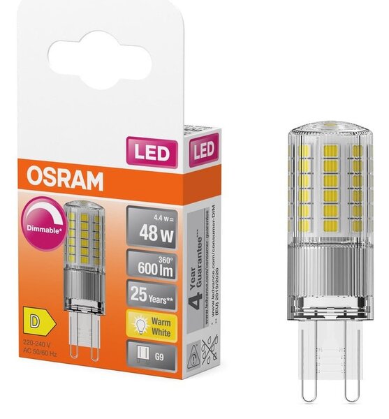 Stmívatelná LED žárovka 4.4W G9 PIN, teplá bílá