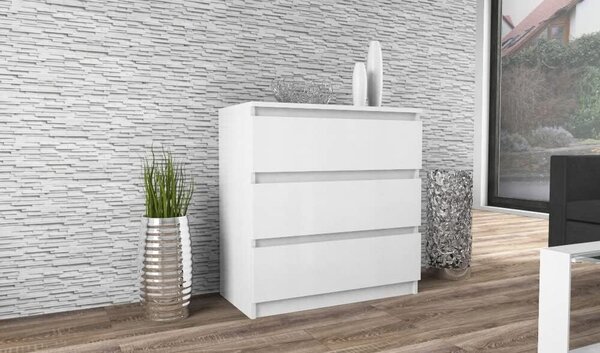 VBChome Komoda se 3 zásuvkami Bílá matná 80 x 39 x 81 cm Bezúchytková zásuvková komoda Devná víceúelová skí Víceúelová skí do pedsín Lonice Obývací pokoj Dtský pokoj Snadná montá