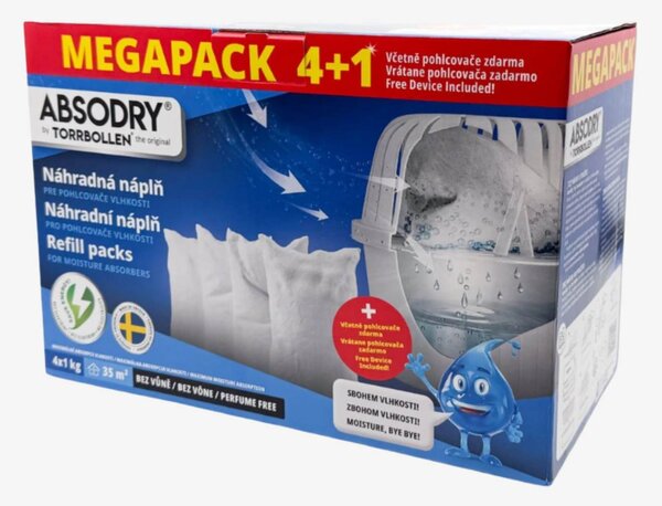 Everbrand Sweden Everbrand MEGAPACK 4 x 1000g náplň pro pohlcovač vlhkosti Absodry Big + pohlcovač GRATIS