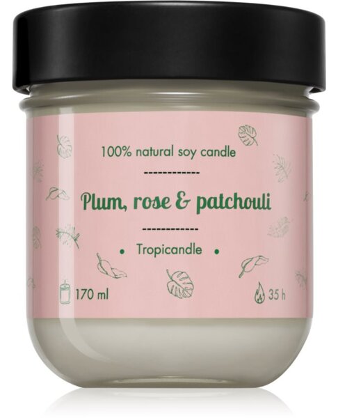 Tropicandle Plum, Rose & Patchouli vonná svíčka 170 ml