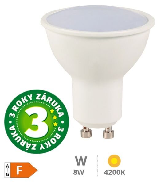 Prémiová LED žárovka GU10 8W 710lm denní, ekv. 53W, 3 roky záruka