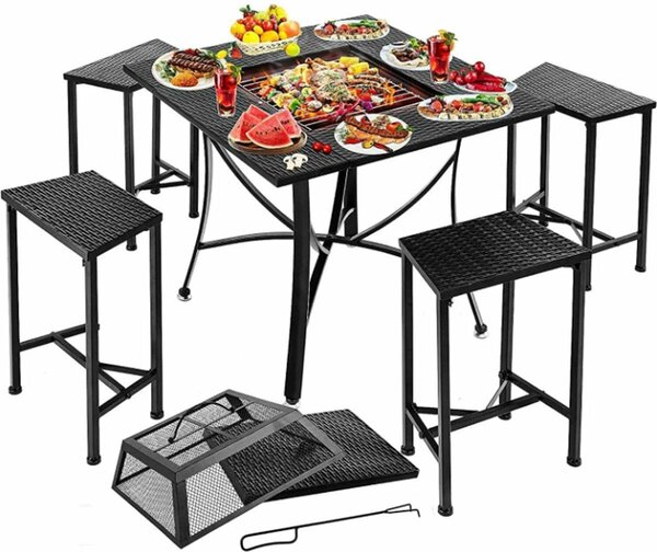 Happyment BBQ stl - 2v1 - zahradní stl a gril - ko na ohe nebo kbelík na led - venkovní stl