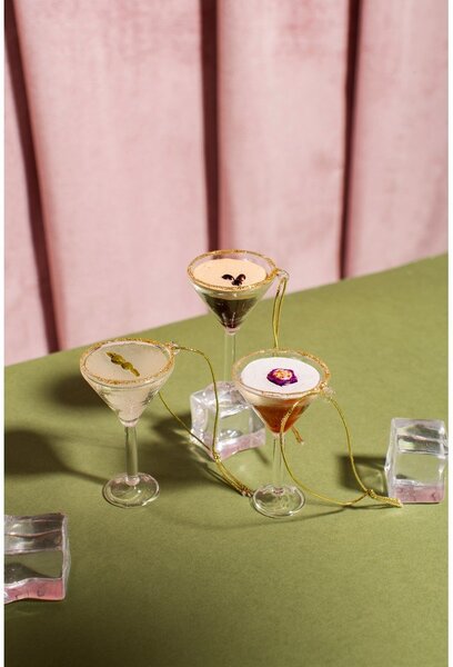 Skleněné vánoční ozdoby v sadě 3 ks 15,5 cm Martini Cocktail – Sass & Belle