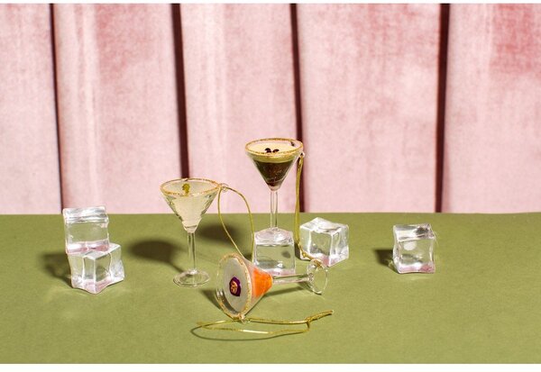Skleněné vánoční ozdoby v sadě 3 ks 15,5 cm Martini Cocktail – Sass & Belle