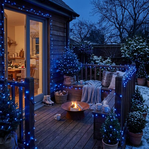LED světelný řetěz - 25,5m, 300LED, IP44, modrá