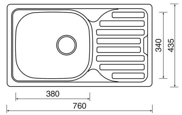 SINKS CLASSIC 760 nerezový dřez, horní otočný, matný