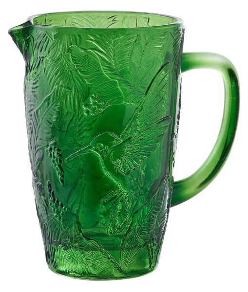 Zelený skleněný džbán kolibřík Hummin Bird - 19*12*19 cm / 1000 ml - J-Line by Jolipa