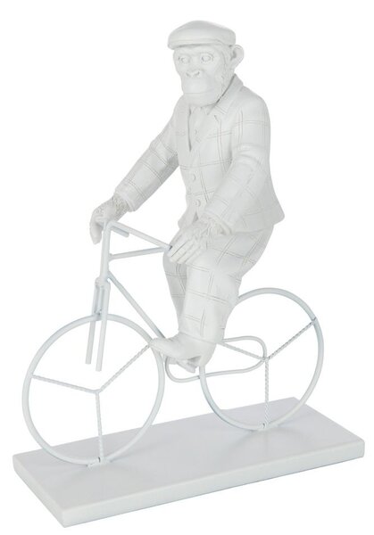 Bílá dekorativní soška opice na kole Monkey Bike - 25*13*33 cm - J-Line by Jolipa