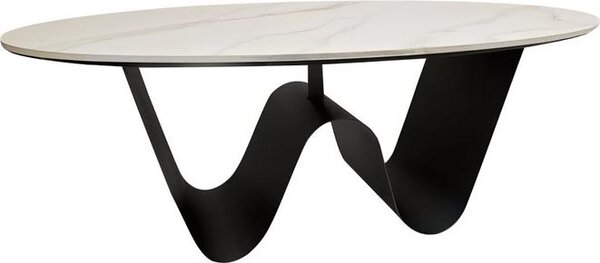 Kondela Konferenní stolek Elvo - bílá imitace mramoru / erná