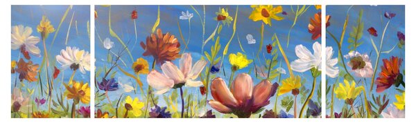 Malovaný obraz rozkvetlé louky (170x50 cm)